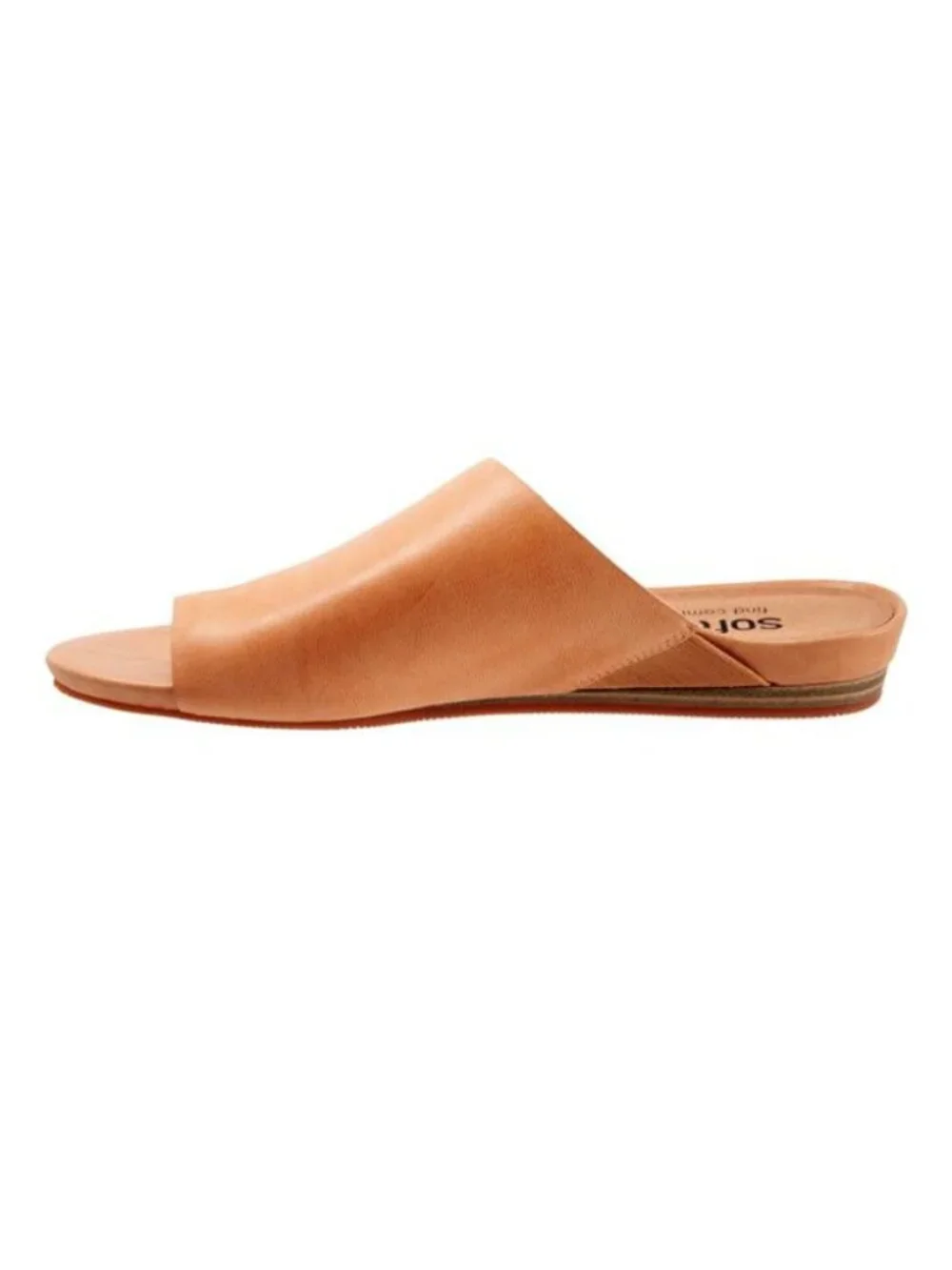 SoftWalk Corsica Women's Ruched Leather Toe-Loop Slide Sandal - Beige